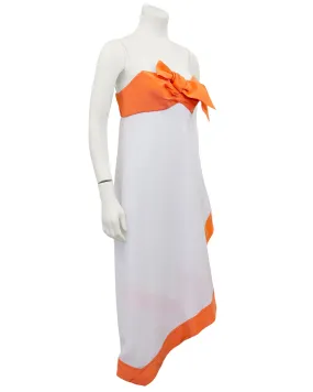 Orange and White Empire Waist Cocktail Dress