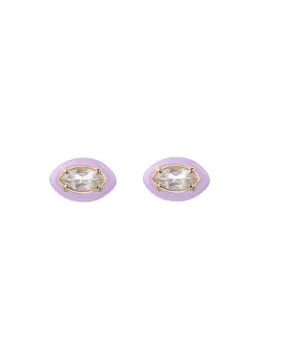 "Sweetness" Lavender Enamel & Rock Crystal Earring in Purple | Purple