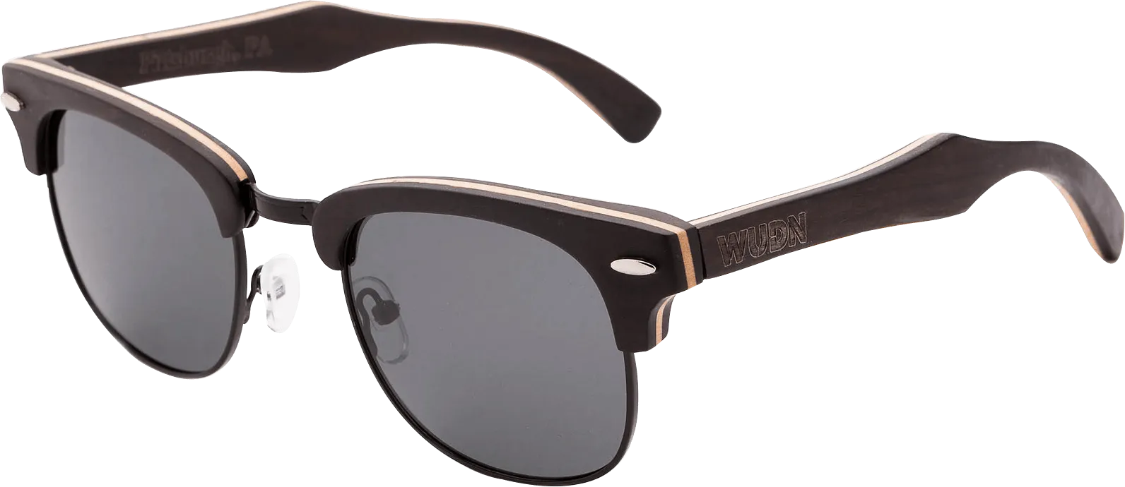 Real Ebony 1/2 Wood Browline Style RetroShade Sunglasses by WUDN