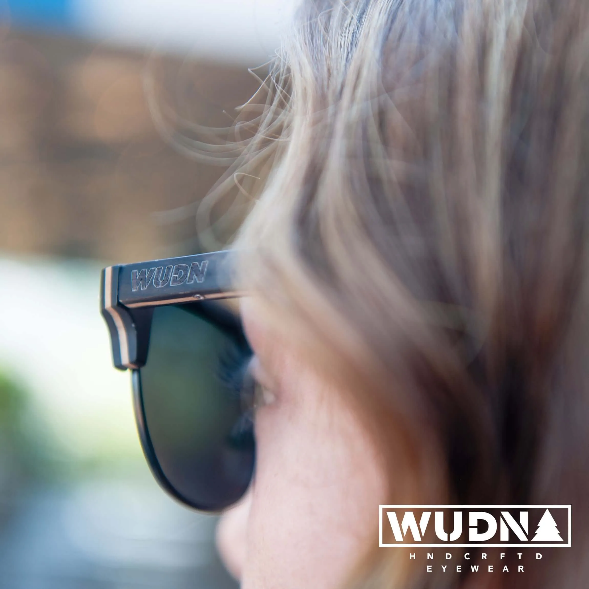 Real Ebony 1/2 Wood Browline Style RetroShade Sunglasses by WUDN