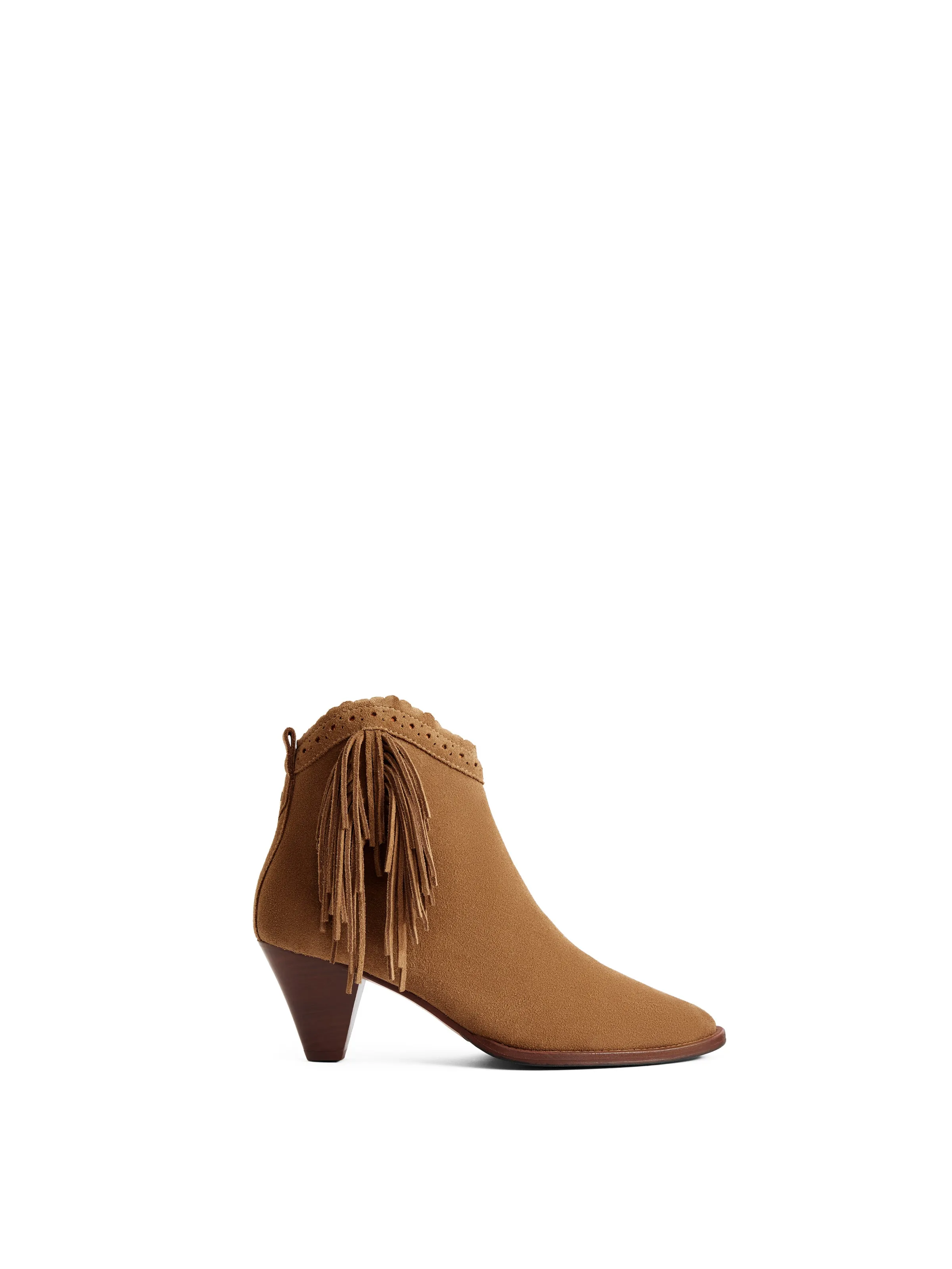 Regina Fringed Ankle Boot - Tan Suede