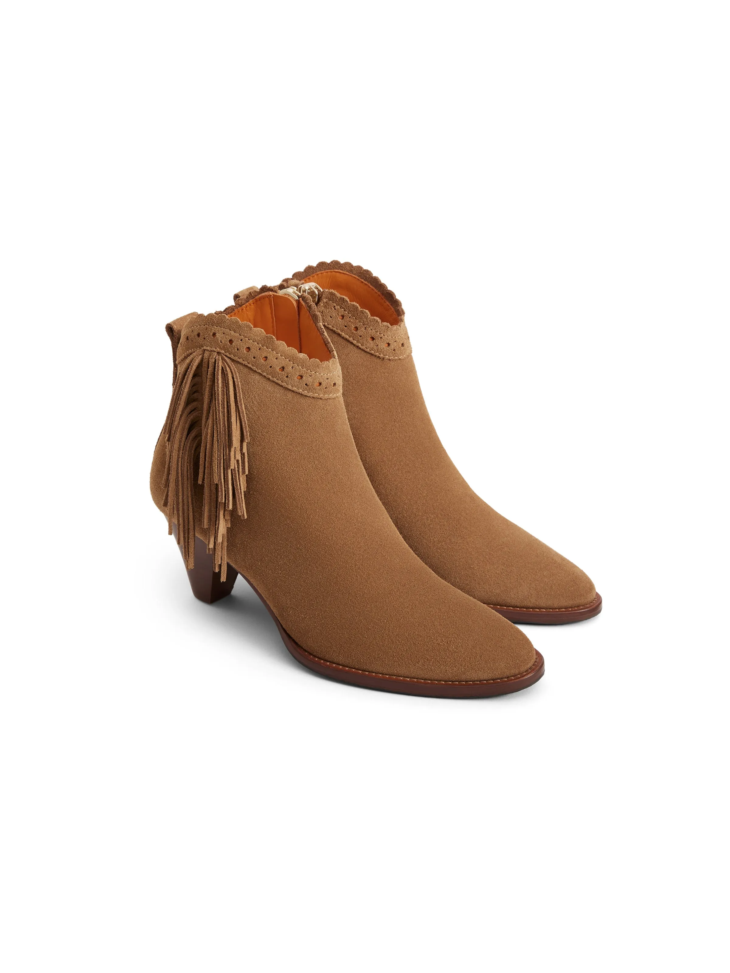 Regina Fringed Ankle Boot - Tan Suede