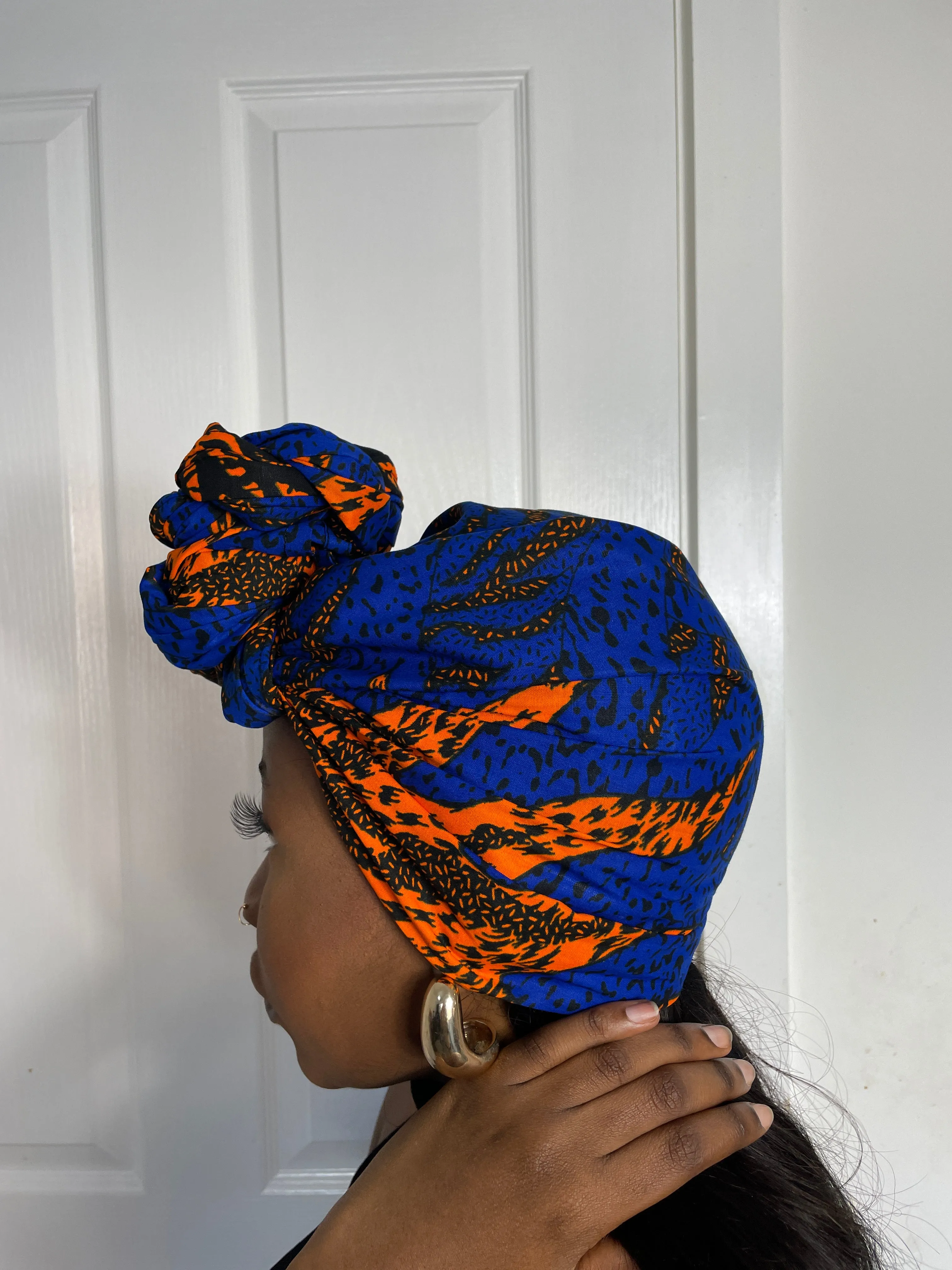 Rona Blue and Orange Ankara Headwrap/Scarf