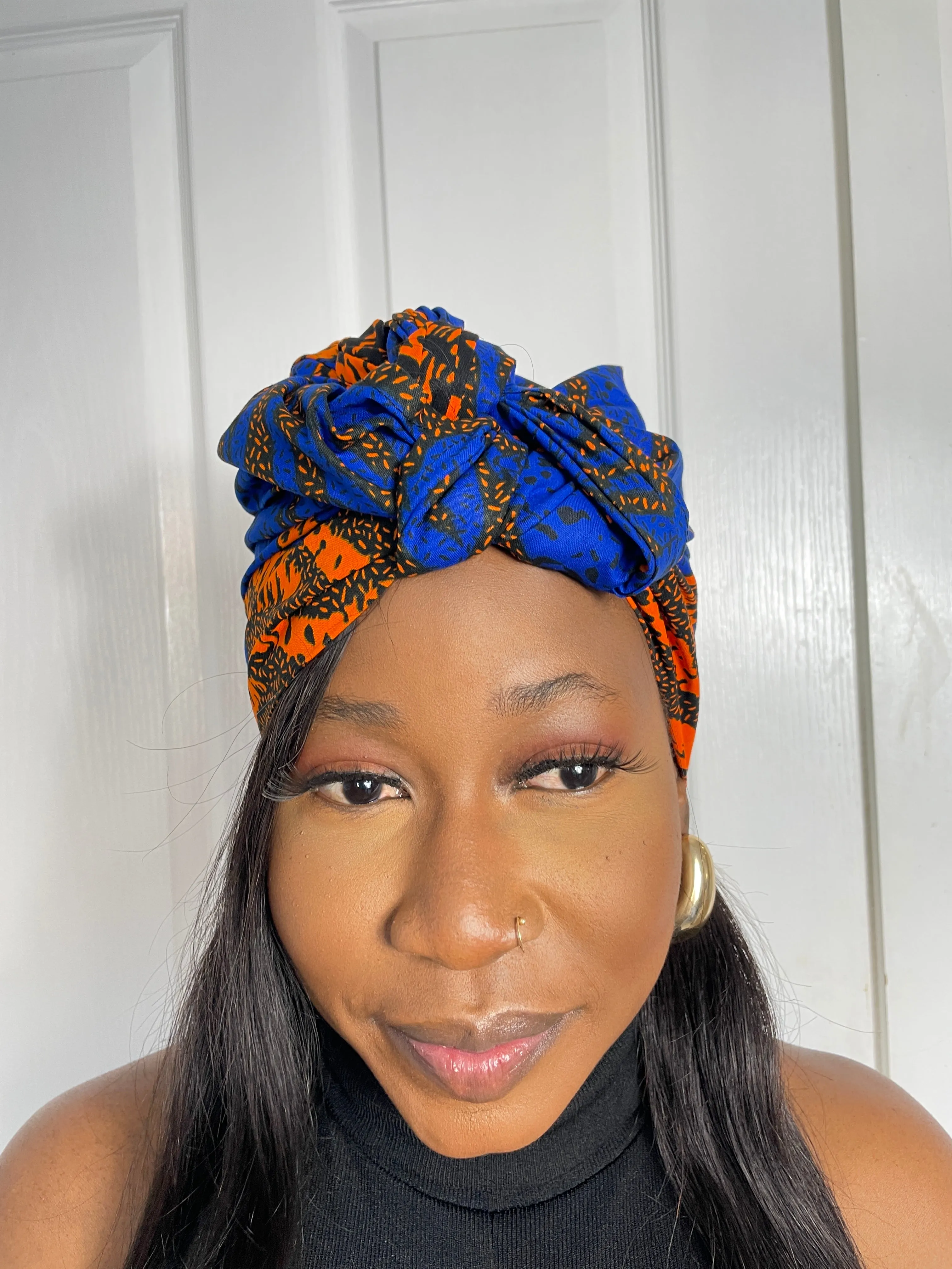 Rona Blue and Orange Ankara Headwrap/Scarf