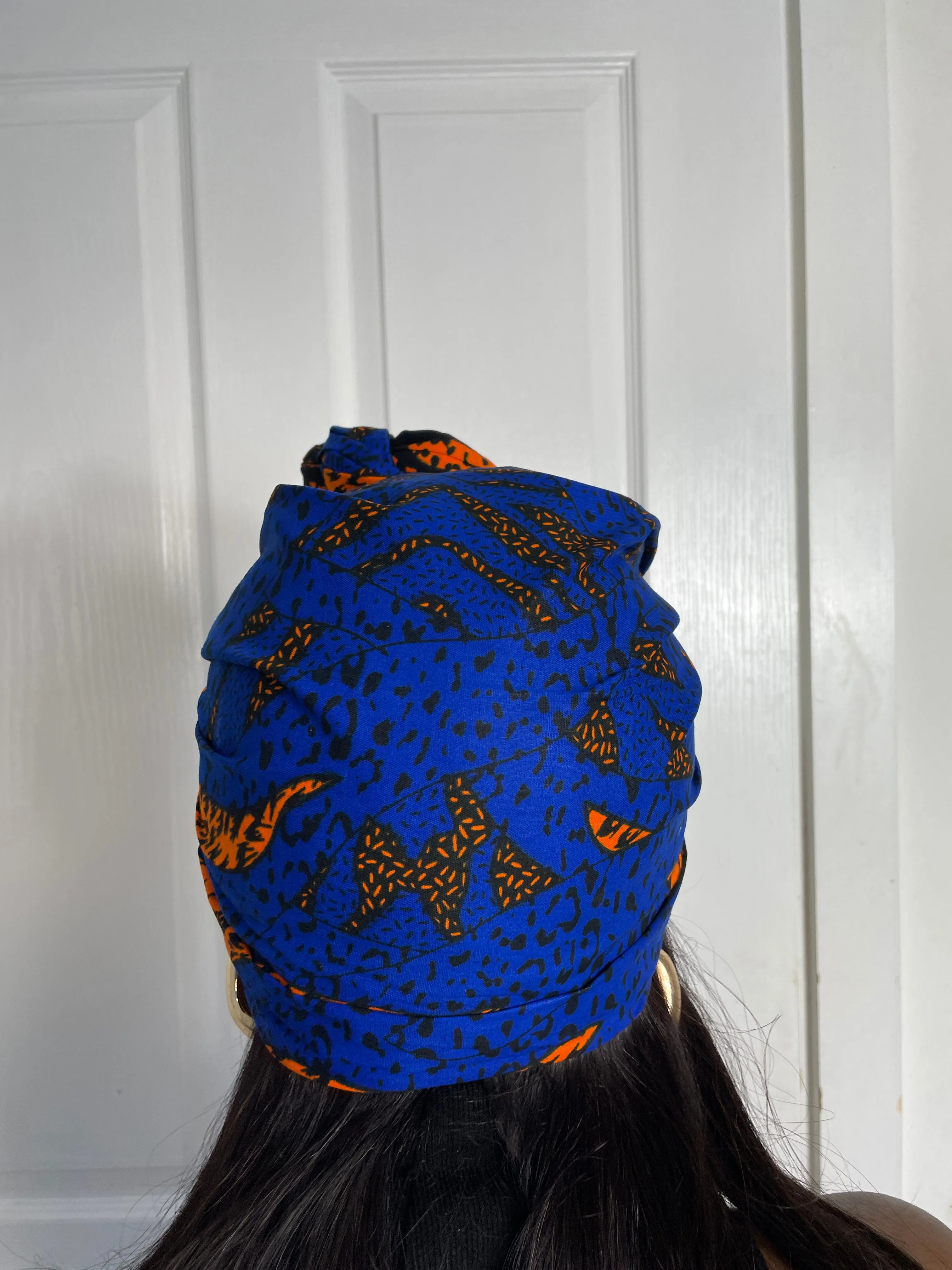 Rona Blue and Orange Ankara Headwrap/Scarf