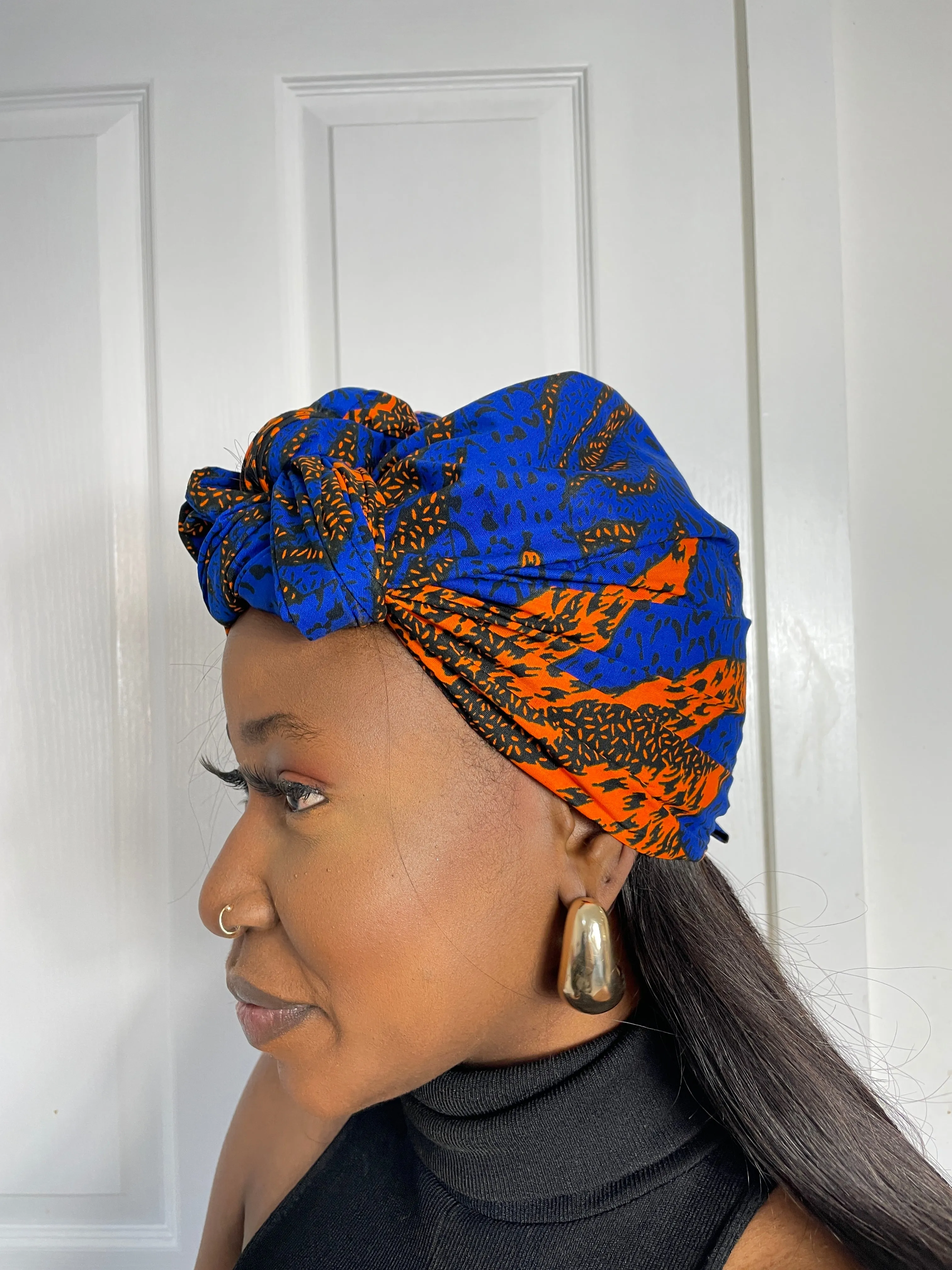 Rona Blue and Orange Ankara Headwrap/Scarf