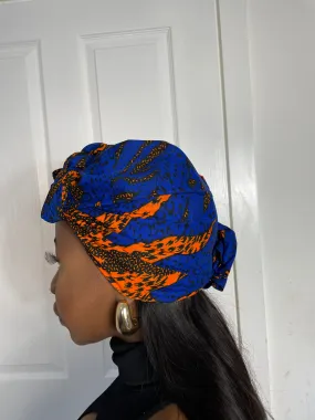 Rona Blue and Orange Ankara Headwrap/Scarf