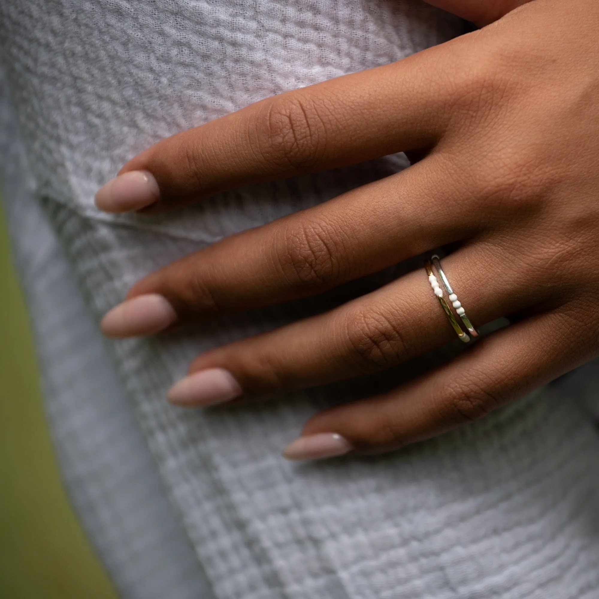 Silver Enamel Dot Stacking Ring