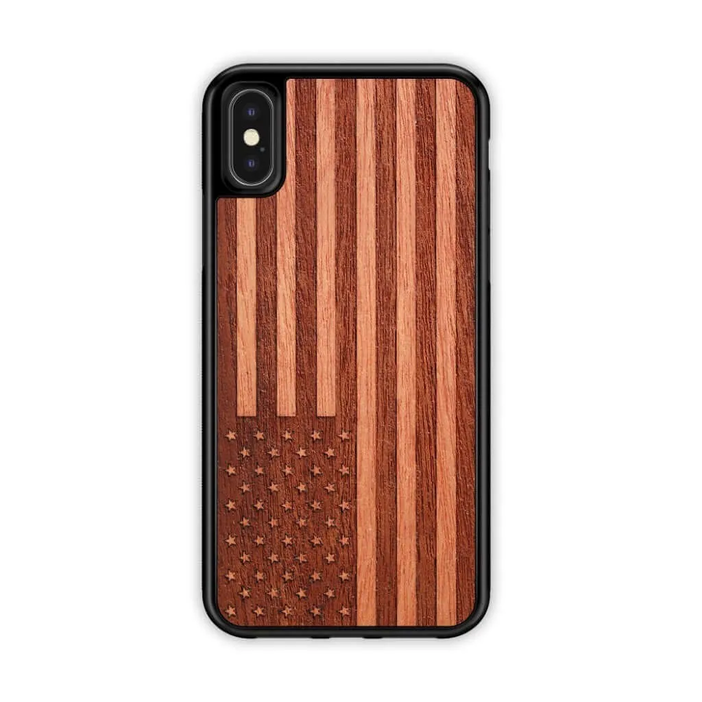 Slim Wooden iPhone Case (American Flag in Mahogany)