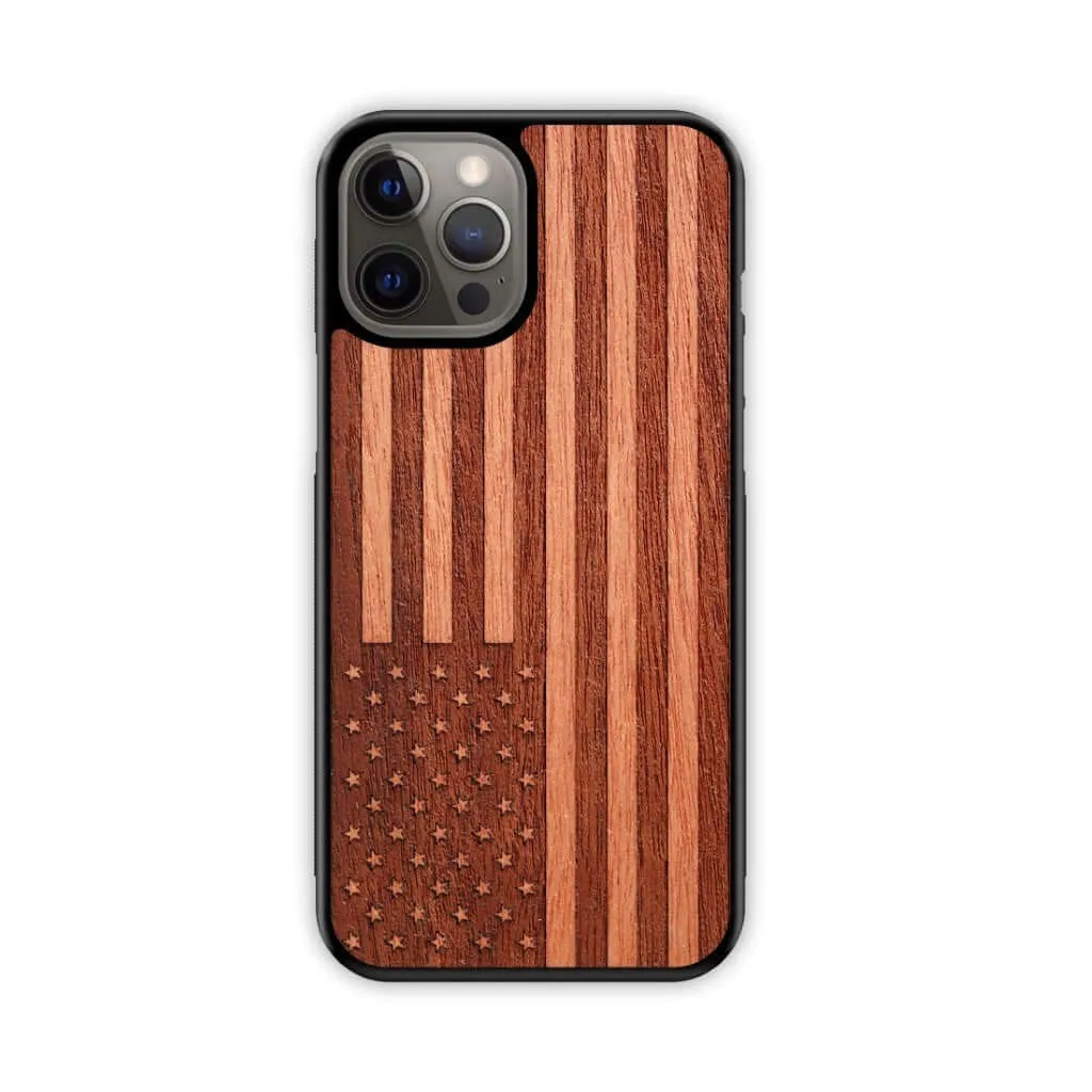 Slim Wooden iPhone Case (American Flag in Mahogany)