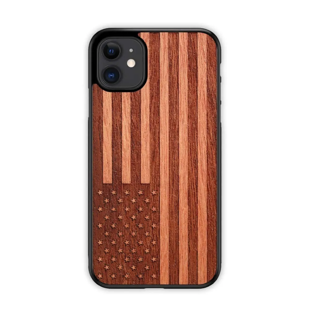 Slim Wooden iPhone Case (American Flag in Mahogany)