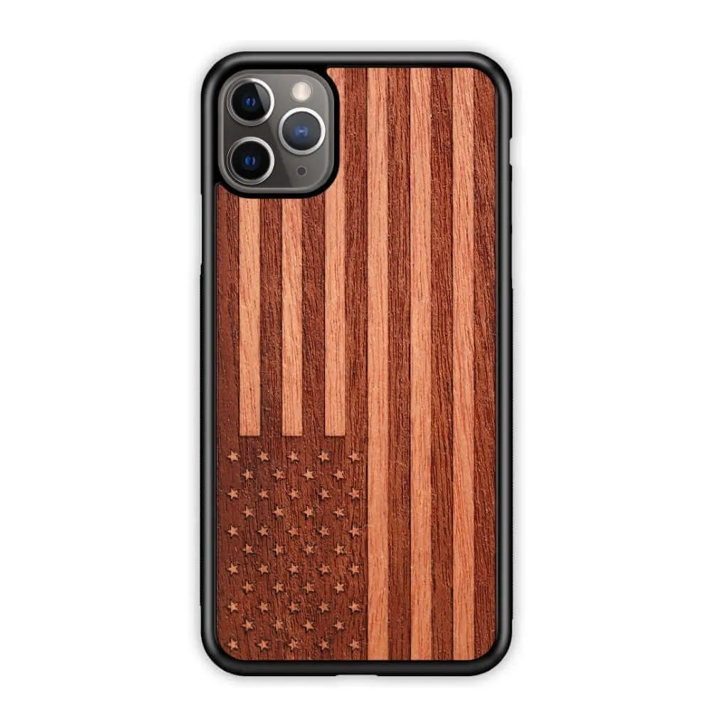 Slim Wooden iPhone Case (American Flag in Mahogany)