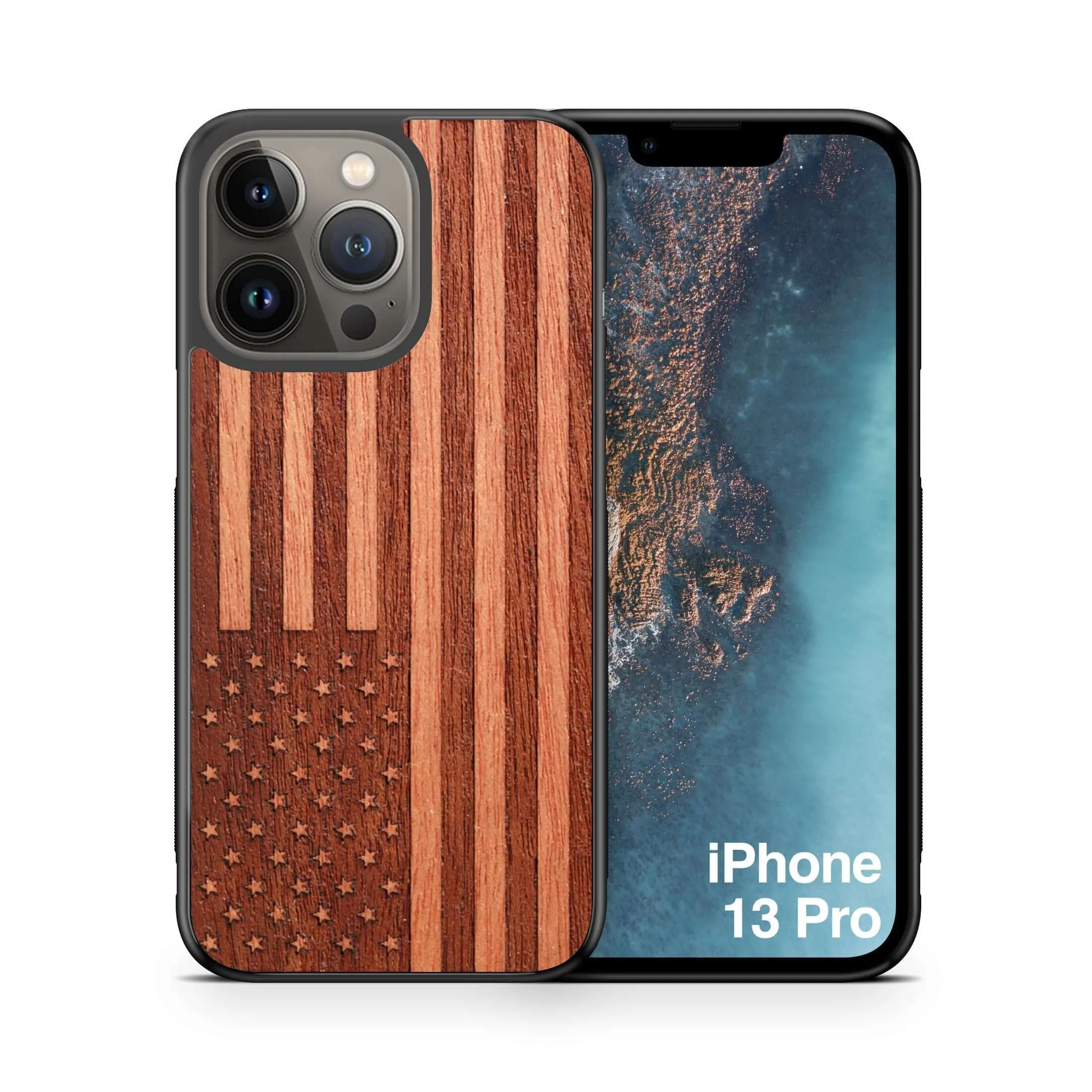 Slim Wooden iPhone Case (American Flag in Mahogany)