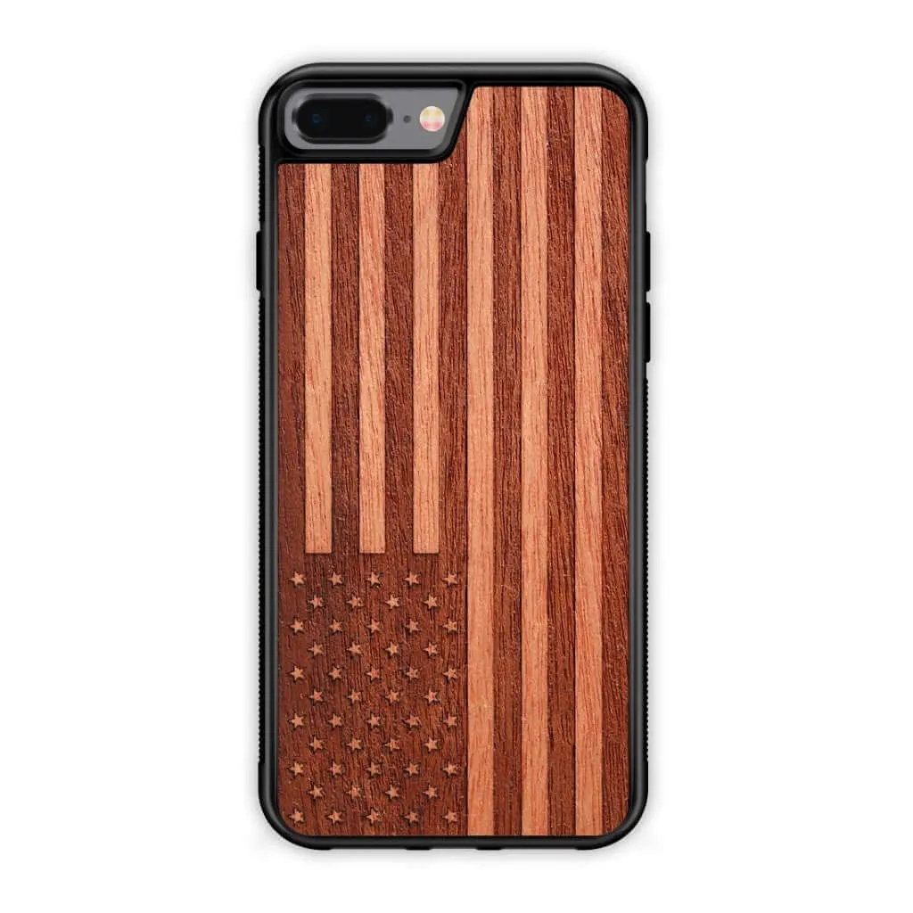 Slim Wooden iPhone Case (American Flag in Mahogany)