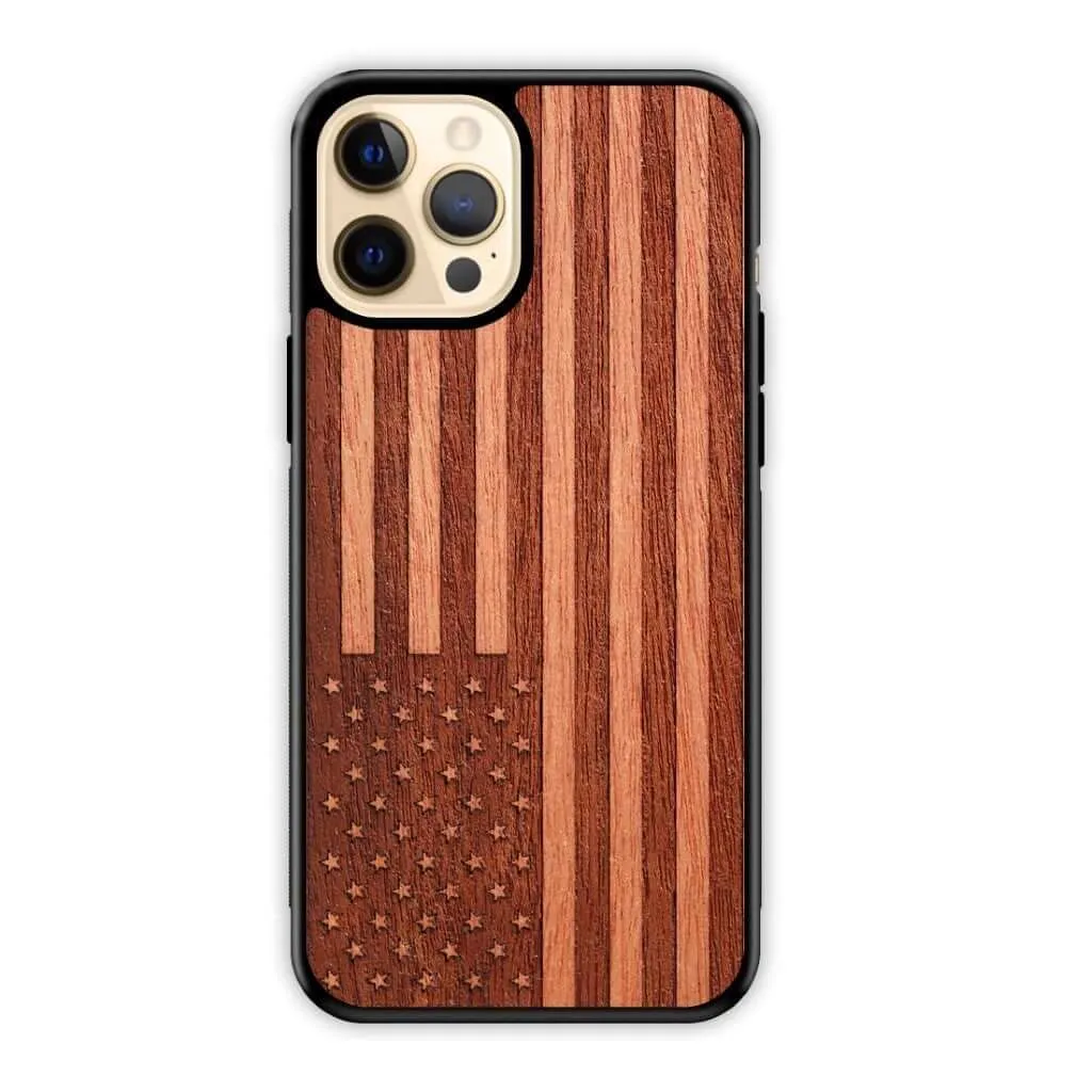 Slim Wooden iPhone Case (American Flag in Mahogany)