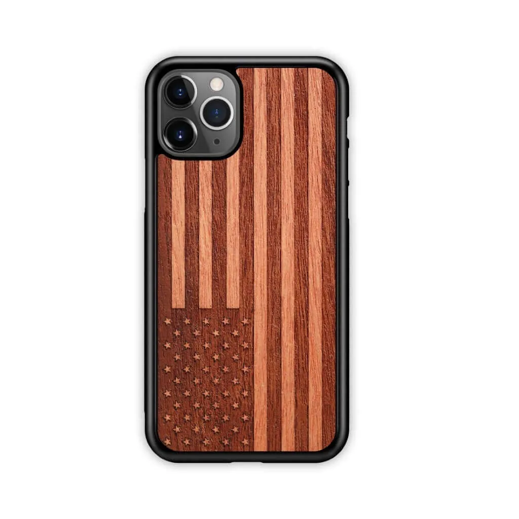 Slim Wooden iPhone Case (American Flag in Mahogany)