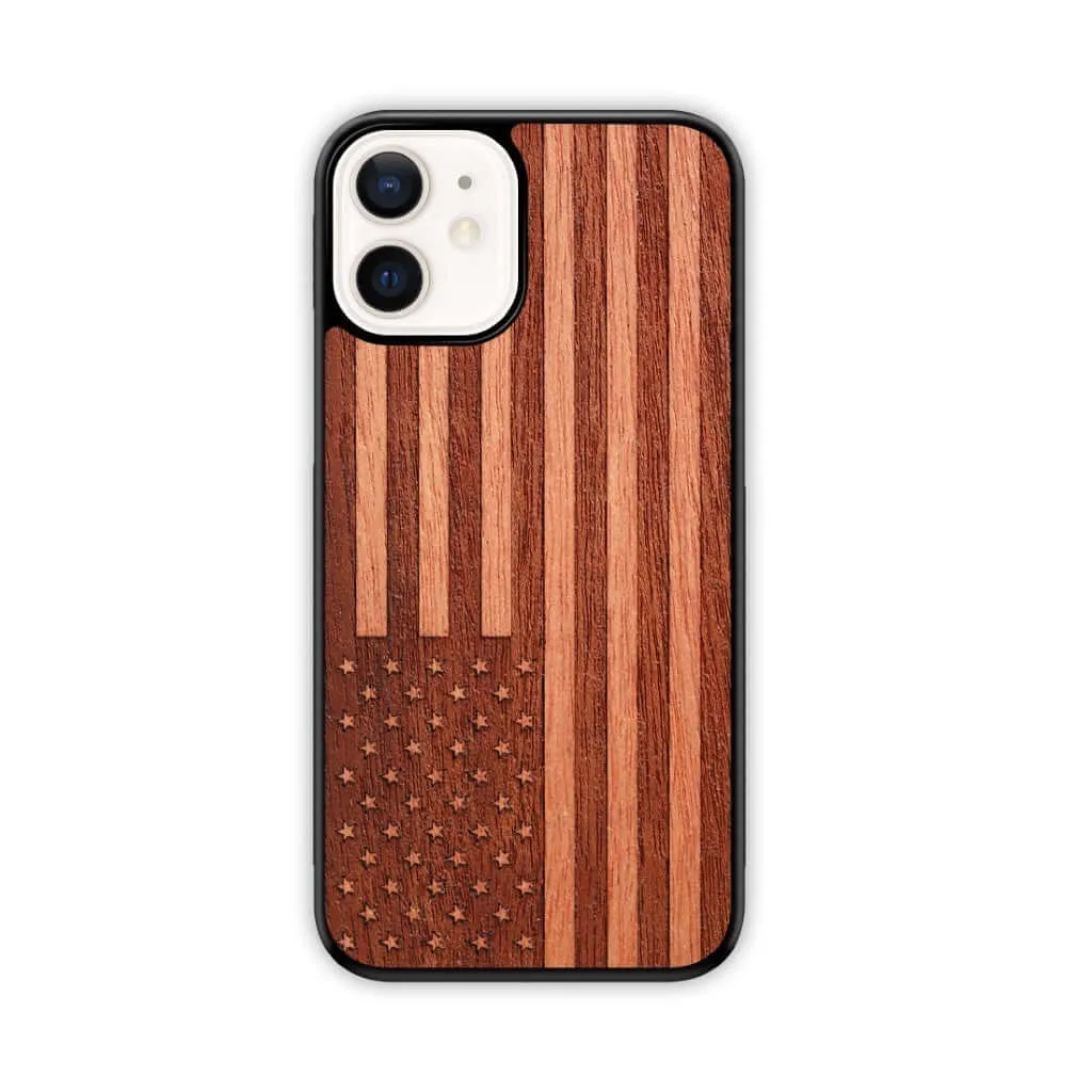 Slim Wooden iPhone Case (American Flag in Mahogany)