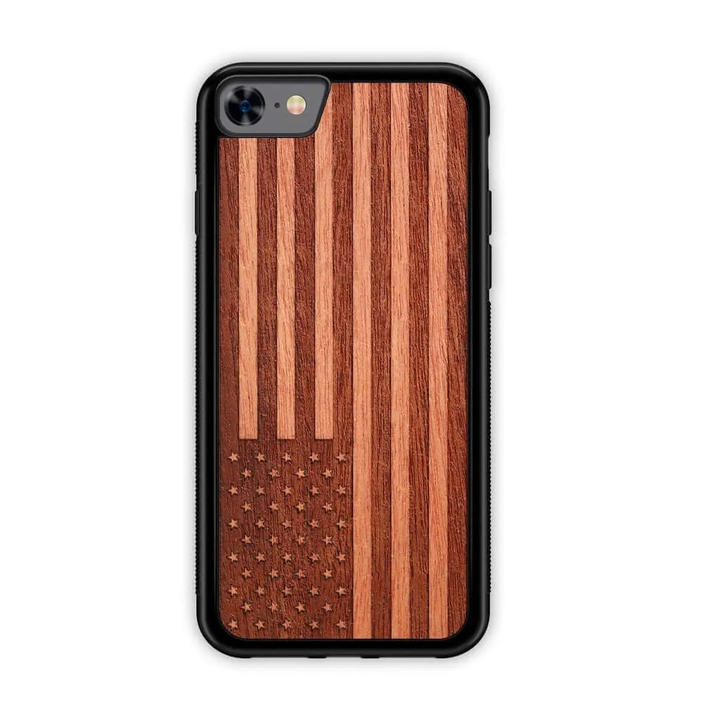 Slim Wooden iPhone Case (American Flag in Mahogany)