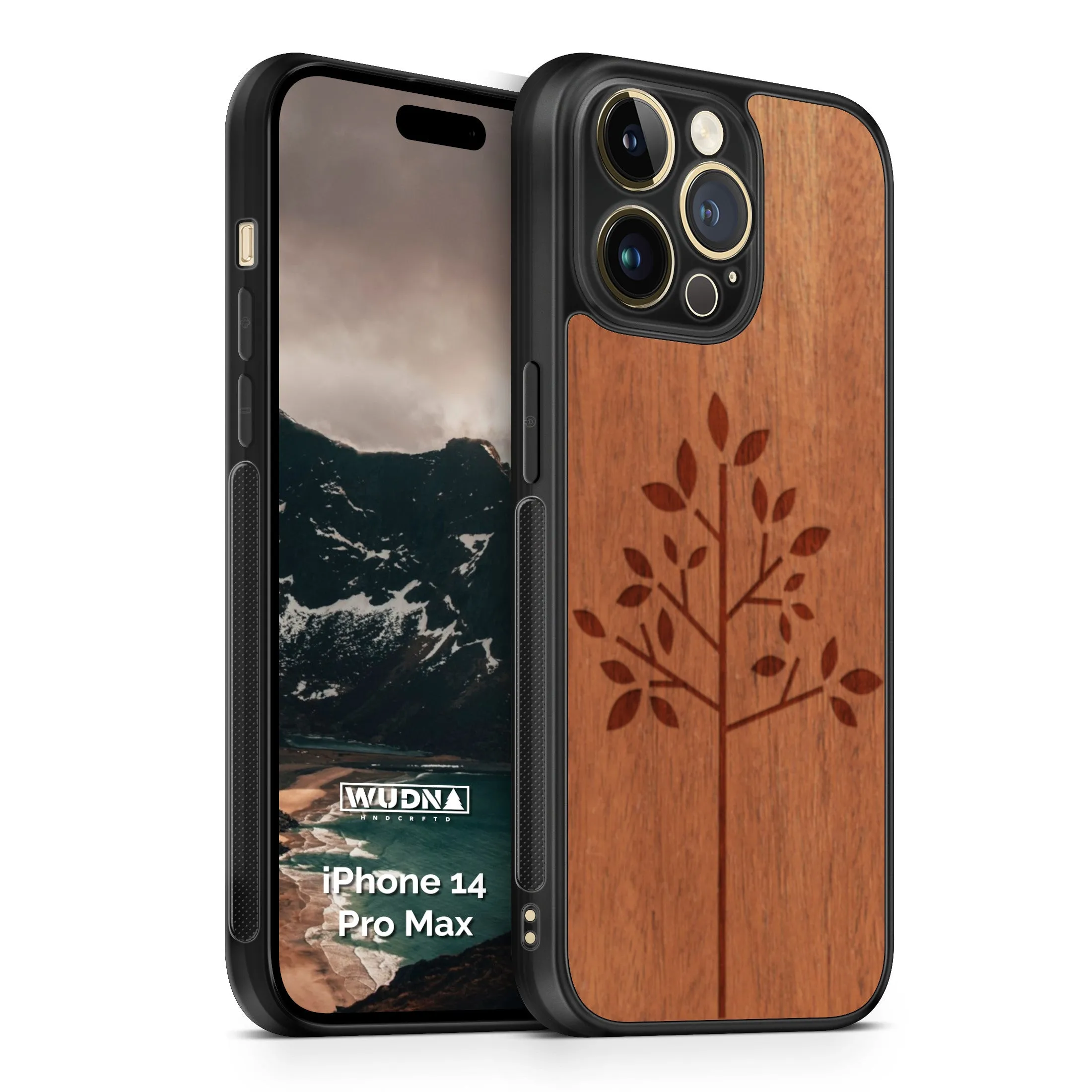 Slim Wooden Phone Case (Simple Tree in Mahogany)