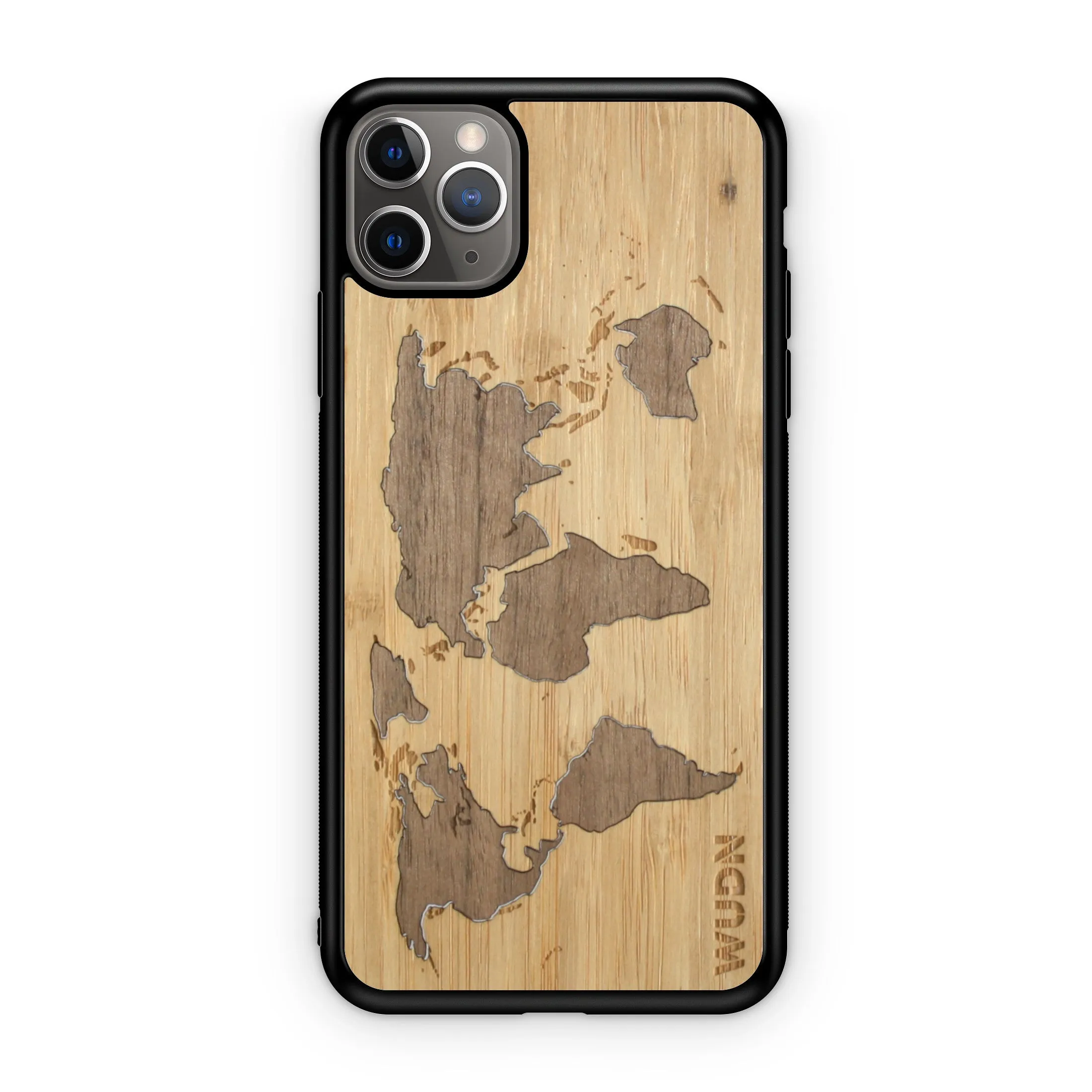 Slim Wooden Phone Case (World Map Traveler - Bamboo Ocean)