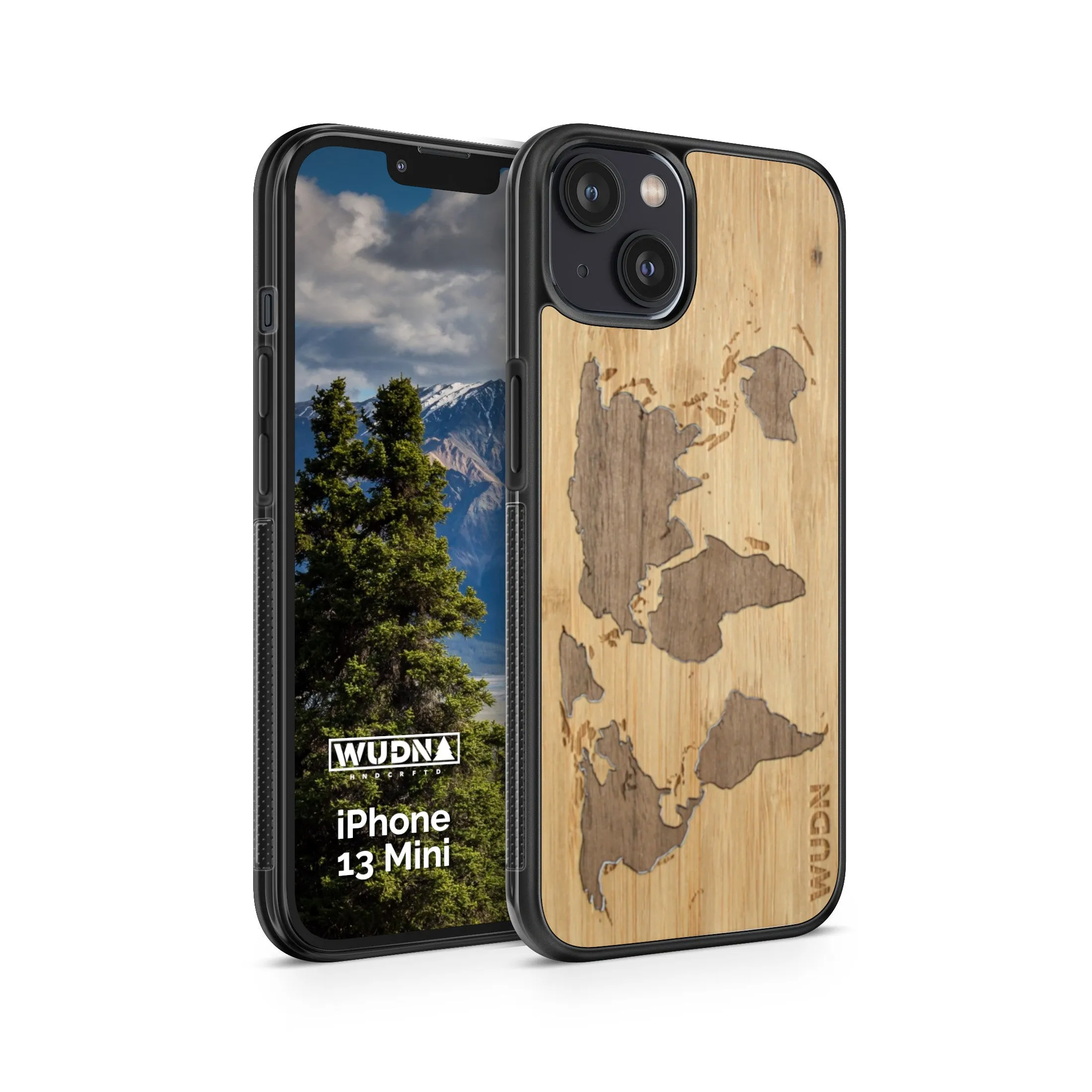 Slim Wooden Phone Case (World Map Traveler - Bamboo Ocean)