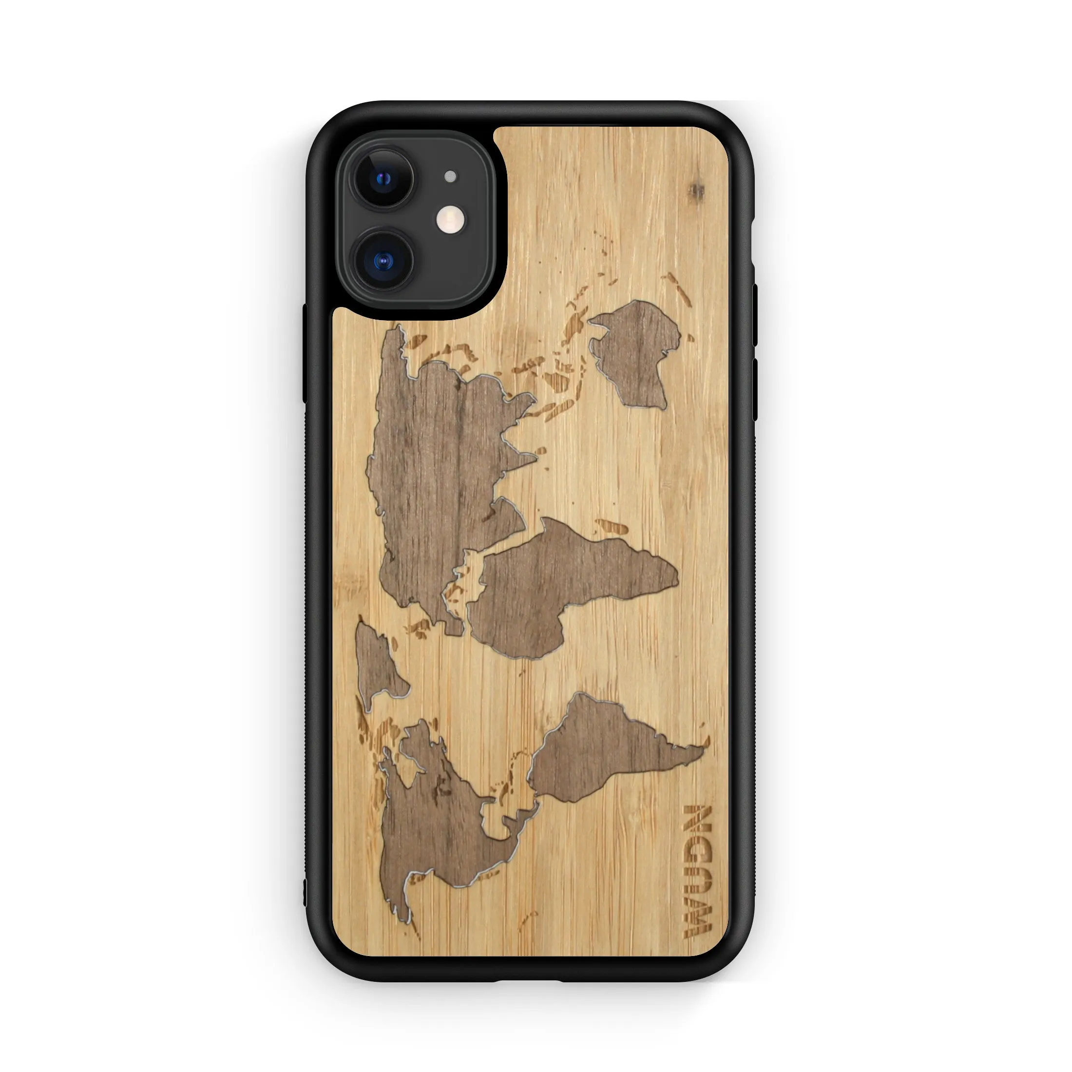 Slim Wooden Phone Case (World Map Traveler - Bamboo Ocean)