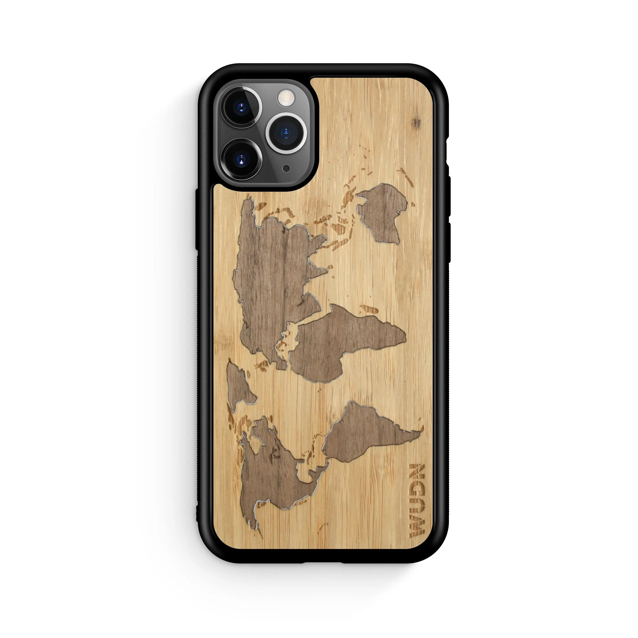 Slim Wooden Phone Case (World Map Traveler - Bamboo Ocean)