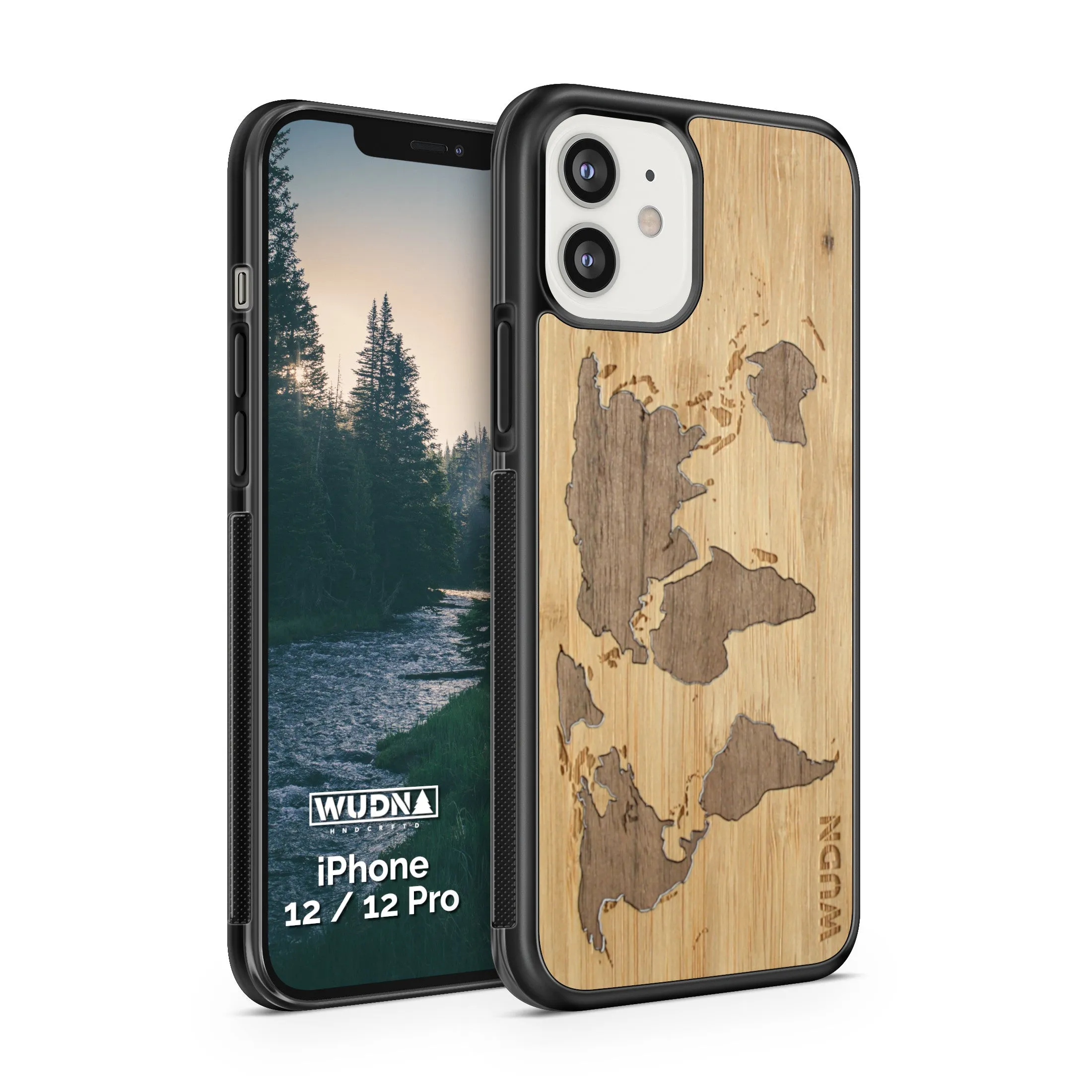 Slim Wooden Phone Case (World Map Traveler - Bamboo Ocean)