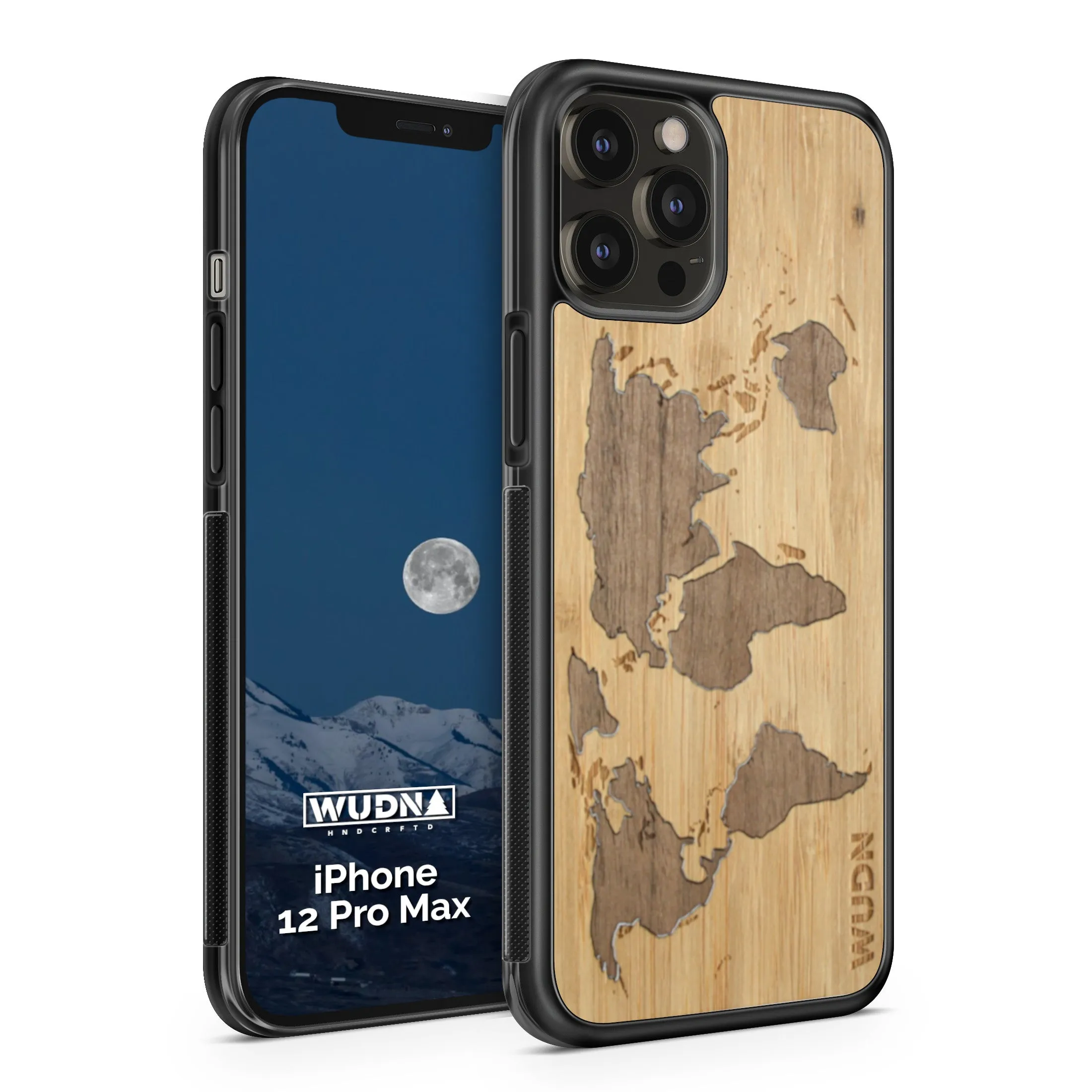 Slim Wooden Phone Case (World Map Traveler - Bamboo Ocean)