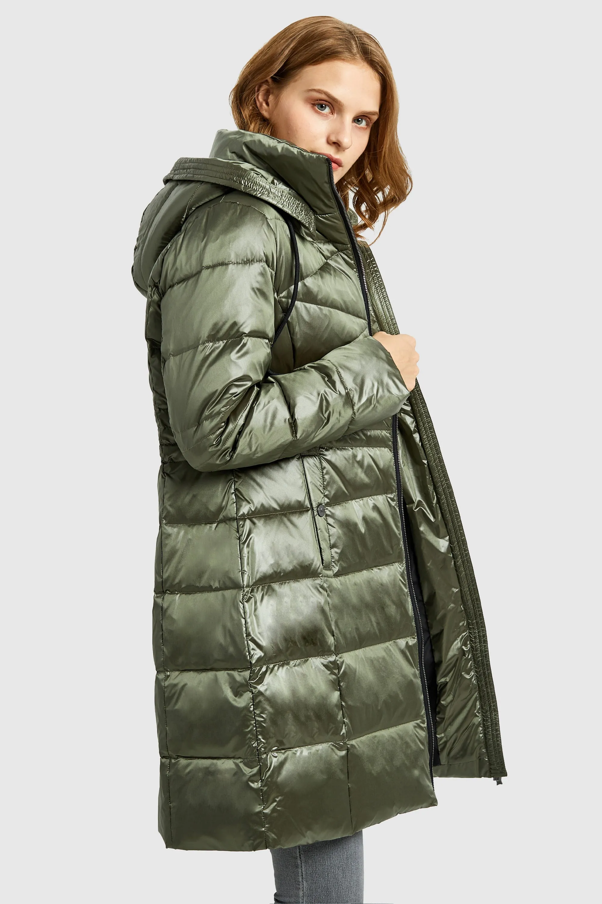 Stand Collar Down Parka with Hood