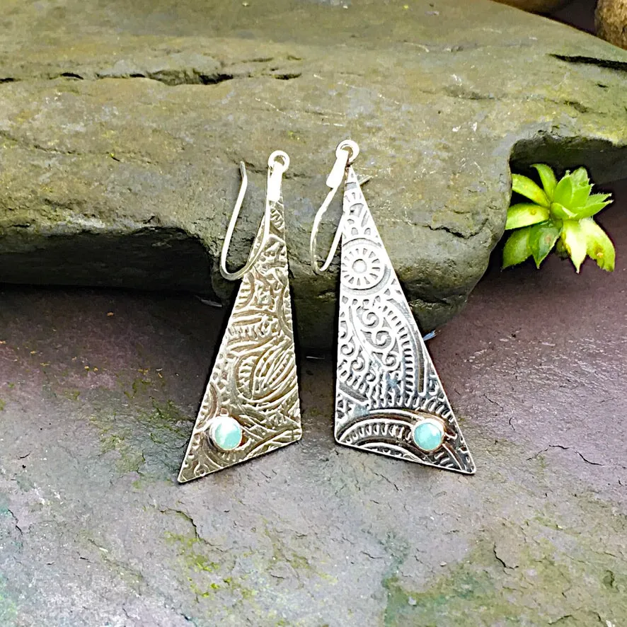 Sterling silver and Amazonite earrings.