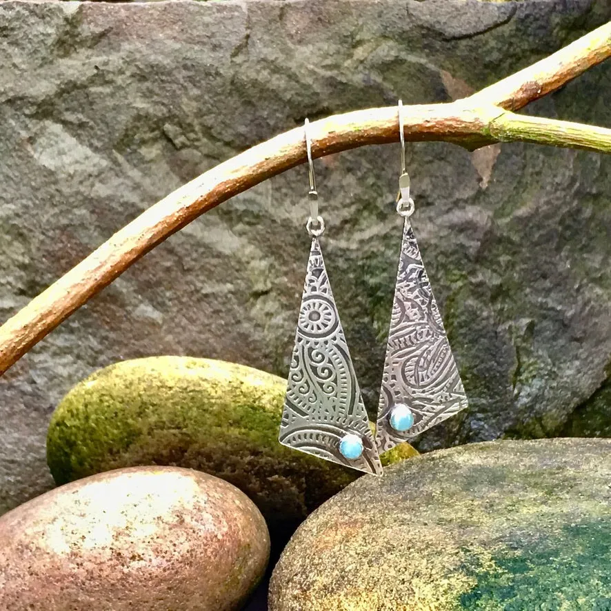 Sterling silver and Amazonite earrings.