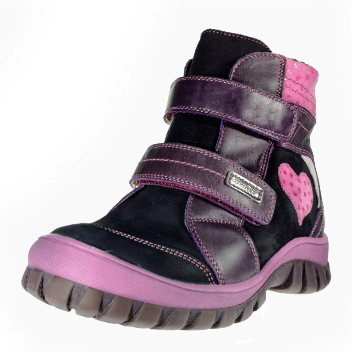 Szamos kid girl insulated boots mauve with pink heart decor little kid/big kid size