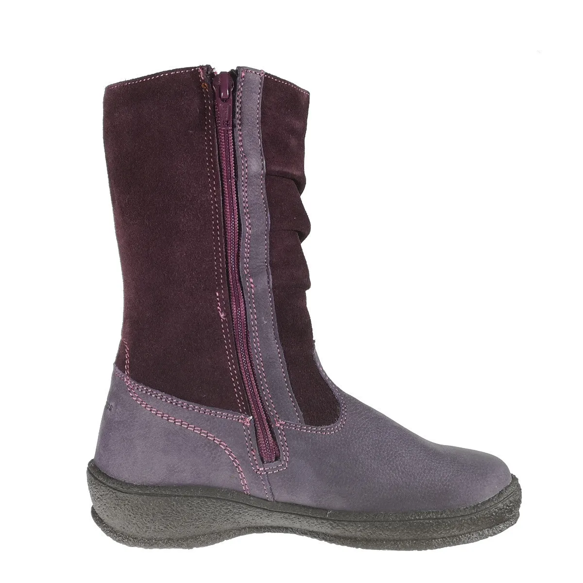 Szamos kid girl winter boots mauve and purple with hearts and side zipper little kid/big kid size