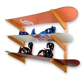 TidyTimber Snowboard Storage Wood Rack | Holds 3 Snowboards