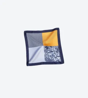 Yellow-Navy Floral Pocket Square